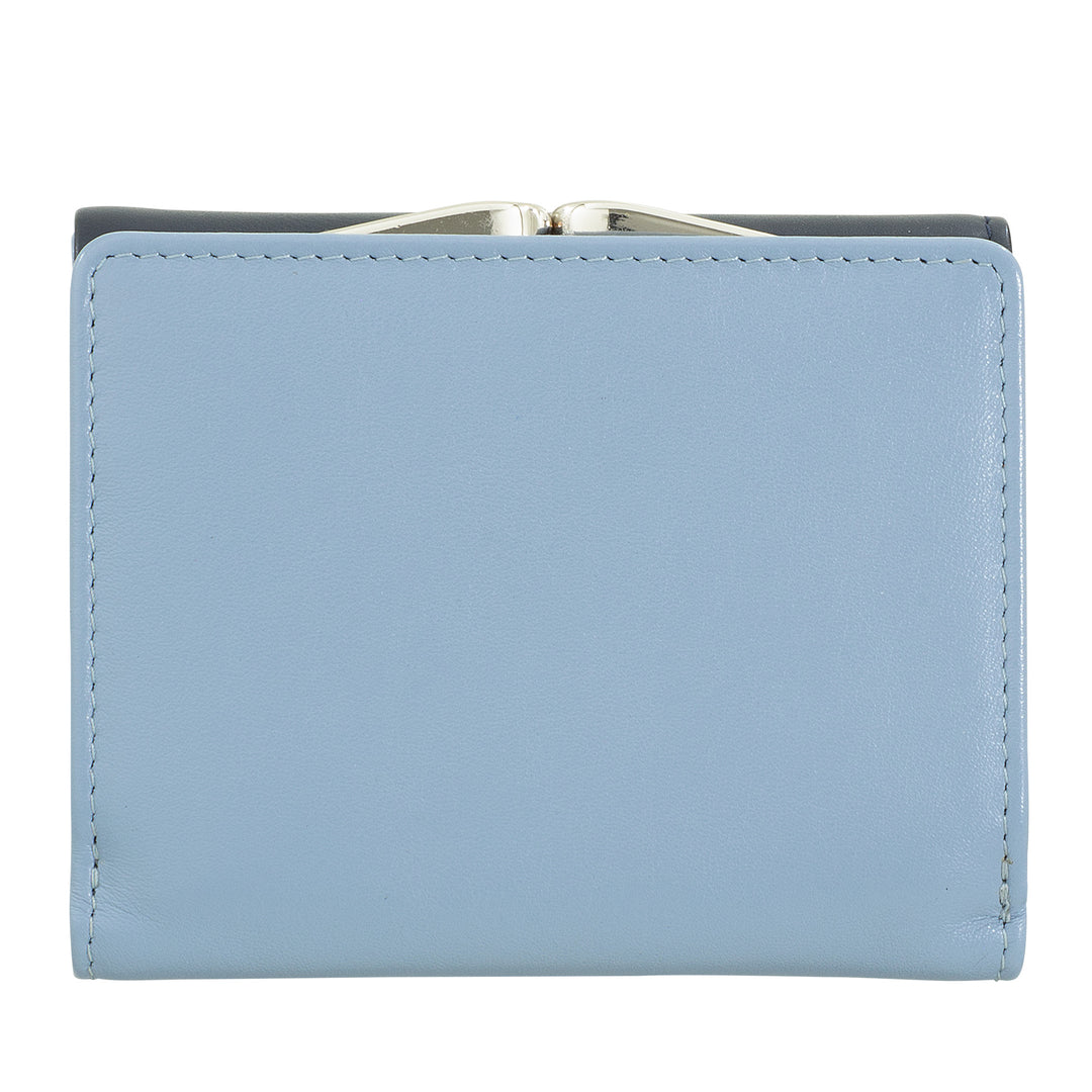 DUDU Kleine Damenbrieftasche aus RFID-Leder mit kompaktem Click-Clac-Münzfach und 6 Kartenfächern