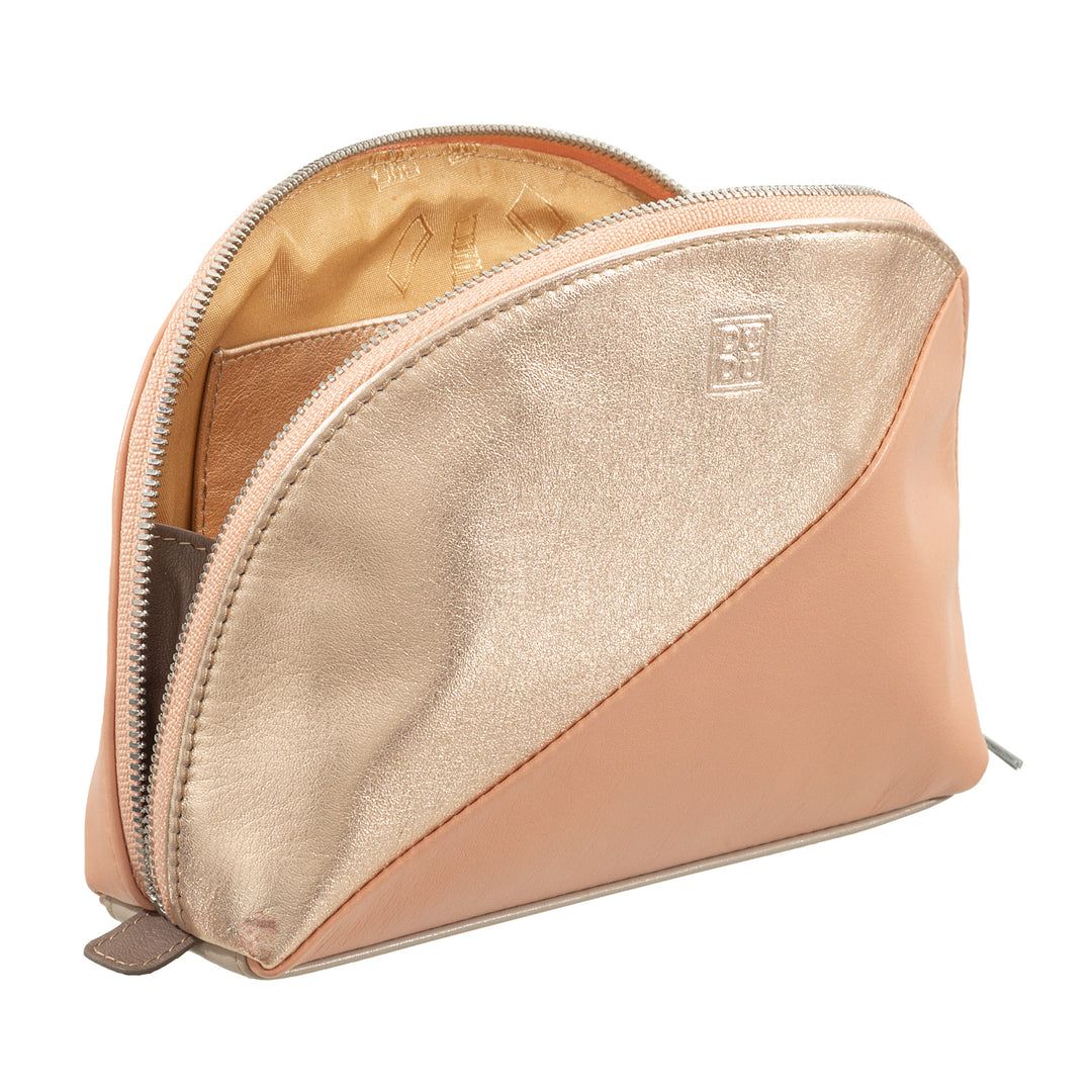 DuDu Beauty Case Trousi Travel Leather in pakket trucs roze metalen modetrucs met zip -ritssluiting