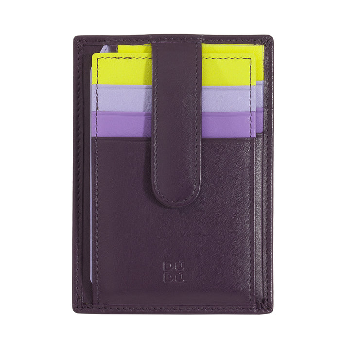DUDU Slanke veelkleurige lederen creditcardhouder voor heren en dames met 9 slots en veiligheidssluiting