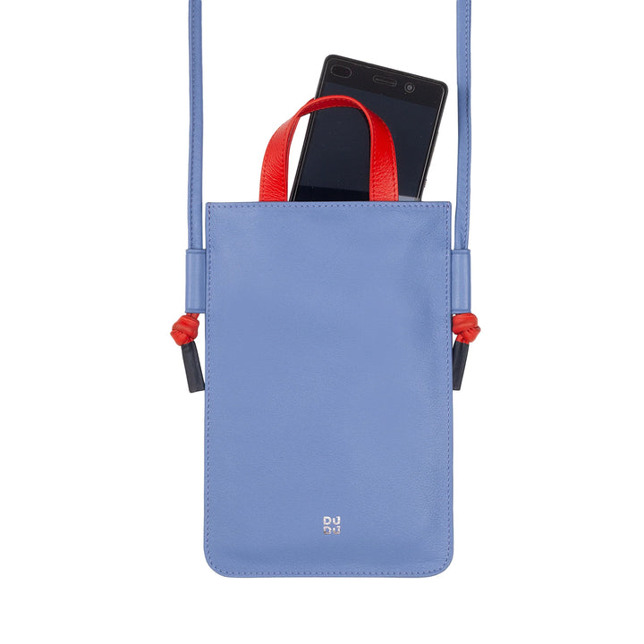 DUDU Handy-Umhängetasche aus echtem Leder, eleganter Smartphone-Halter um den Schultergurt, farbenfrohe Handytasche