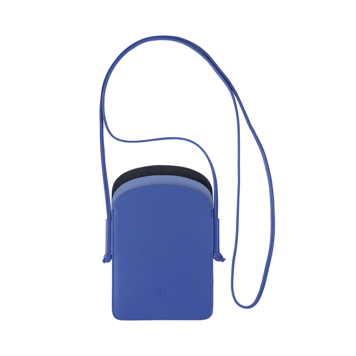 DUDU Damen-Handyhalter aus Leder um den Hals, doppelte Smartphone-Tasche, Kartenfach, verstellbarer Schultergurt