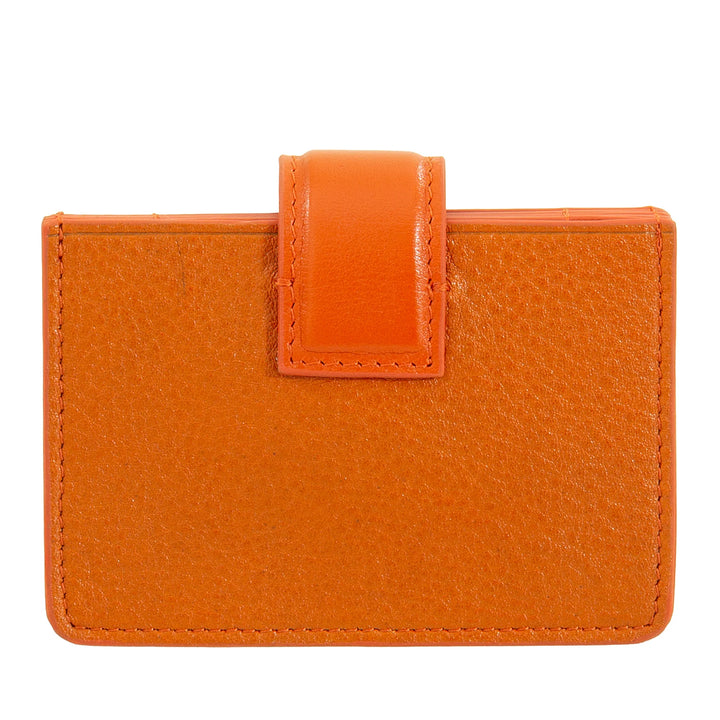 DUDU Damen-Kartenetui aus Akkordeon-Leder – kompaktes Kreditkartenetui, mehrere Karten und Knopfverschluss – elegantes Kartenetui für die Tasche