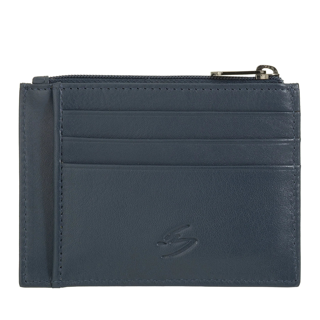 Nuvola Pelle Sleeve Wallet Pocket Kreditkartenetui aus Leder – Schlanke Herren-Geldbörse mit Reißverschluss