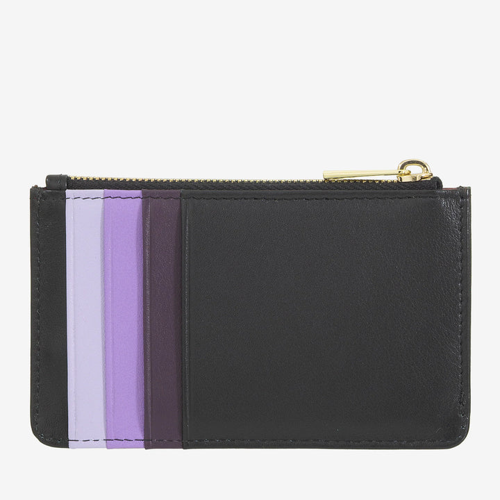 DUDU lederen creditcardhouder voor heren en dames, kleine slanke portemonnee, 4 kaarthouders, met ritssluiting