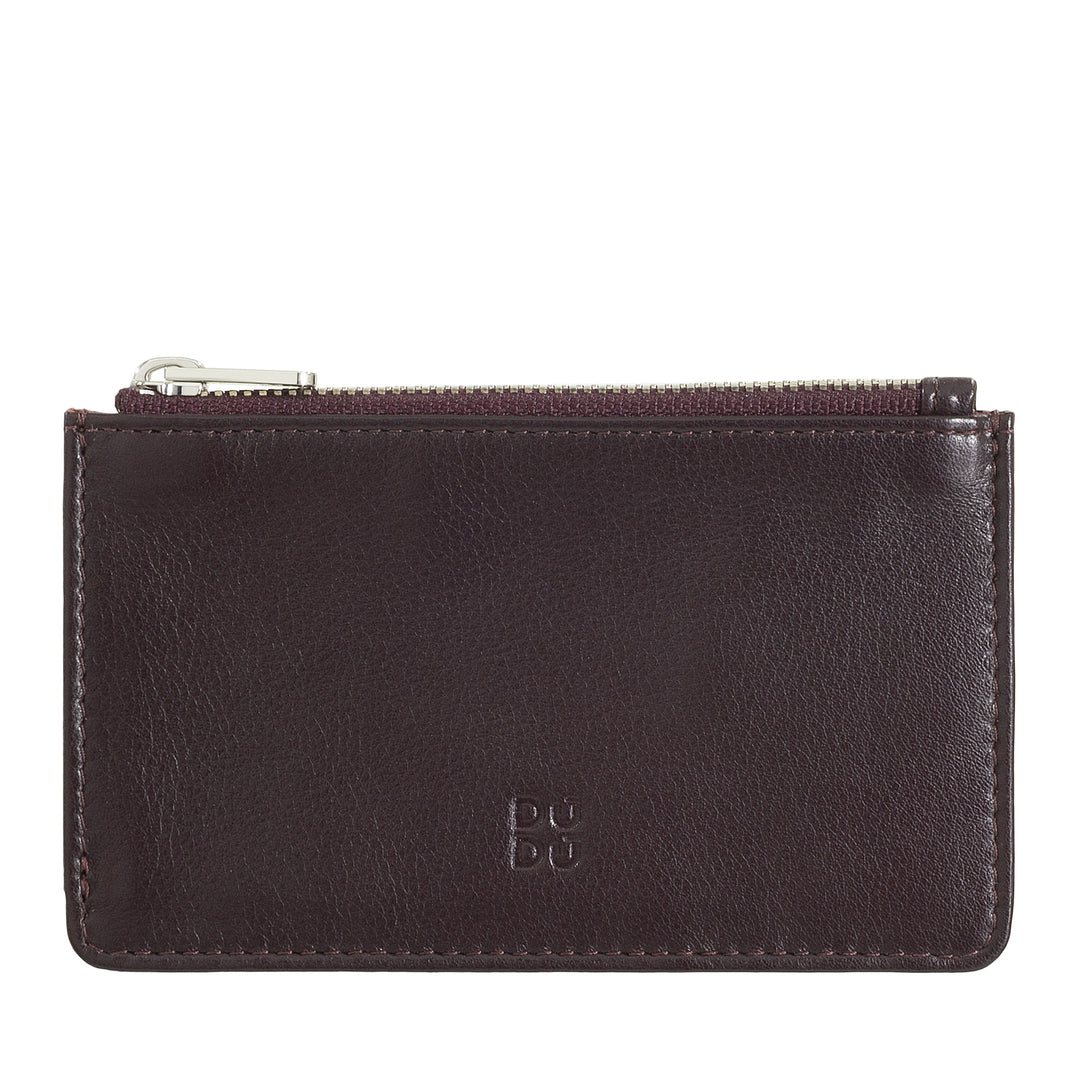 Porte-cartes de crédit DUDU Homme Femme en cuir, Porte-monnaie Slim Small, 4 Porte-cartes, avec fermeture à glissière