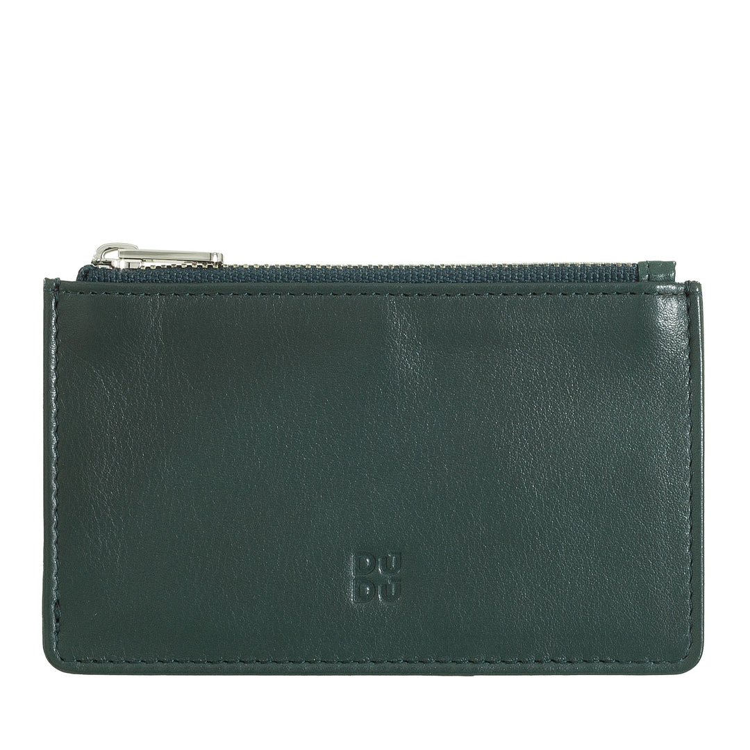 Porte-cartes de crédit DUDU Homme Femme en cuir, Porte-monnaie Slim Small, 4 Porte-cartes, avec fermeture à glissière