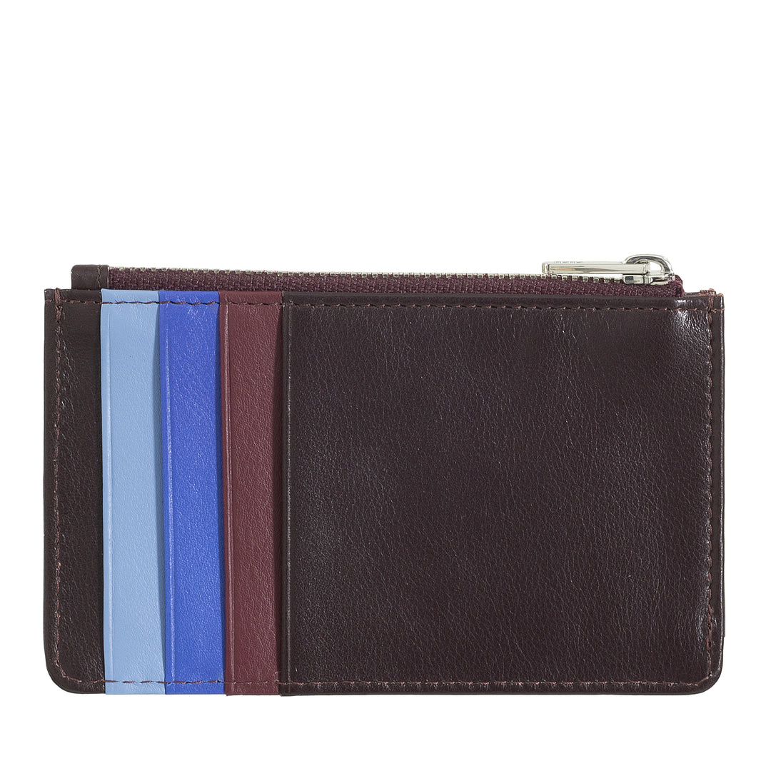 Porte-cartes de crédit DUDU Homme Femme en cuir, Porte-monnaie Slim Small, 4 Porte-cartes, avec fermeture à glissière