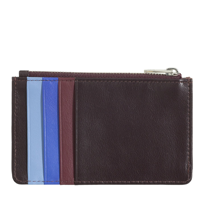 Porte-cartes de crédit DUDU Homme Femme en cuir, Porte-monnaie Slim Small, 4 Porte-cartes, avec fermeture à glissière