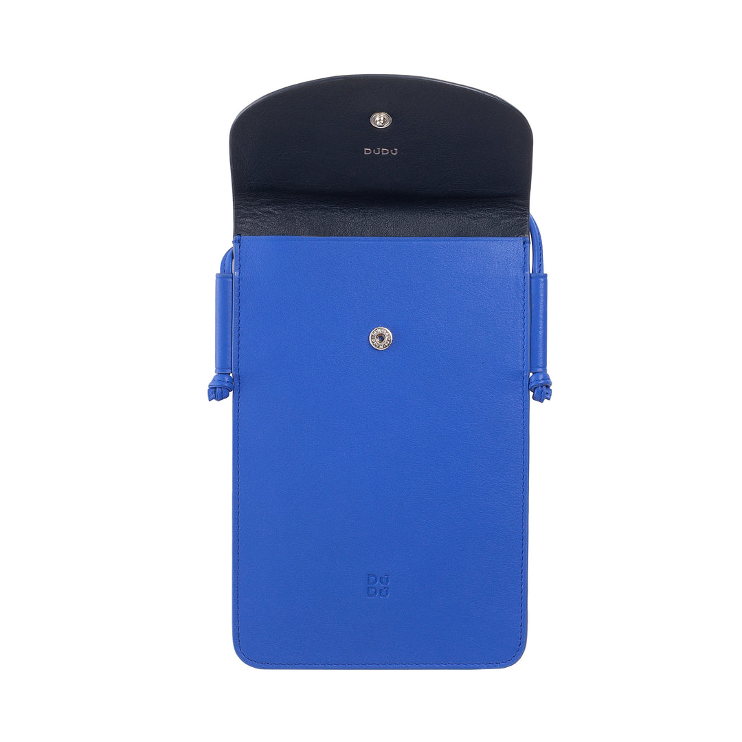 DUDU Leather Neck Phone Case, Smartphone Holder Case up to 6.7 Inch with Button, Adjustable Shoulder Strap, Slim Design