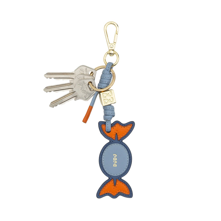 DUDU Candy Leder-Schlüsselanhänger mit Karabiner – Leder-Schlüsselanhänger für Schlüssel, Tasche oder Rucksack, originelles und farbenfrohes Accessoire