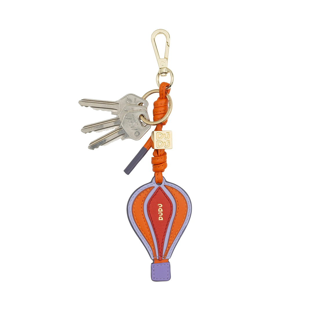 DUDU Heißluftballon-Schlüsselanhänger aus Leder mit Karabiner – Schlüsselanhänger aus Leder für Schlüssel, Tasche oder Rucksack, originelles und farbenfrohes Accessoire