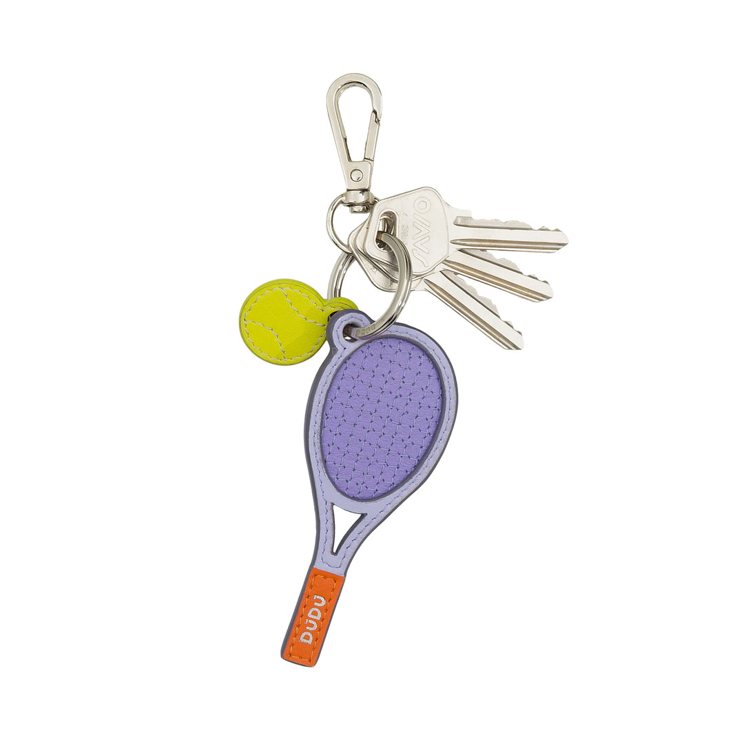 DUDU Tennisschläger-Schlüsselanhänger aus Leder mit Karabiner – Tennis-Sport-Schlüsselanhänger für Schlüssel, Tasche oder Rucksack