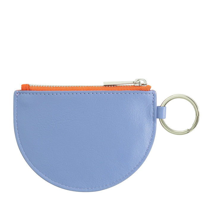 DUDU Mini-Geldbörse aus Leder für Damen mit Reißverschluss und zweifarbigem Schlüsselanhänger im schlanken Design