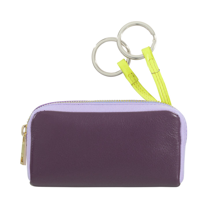 Unisex key ring in colored genuine calfskin signed DUDU