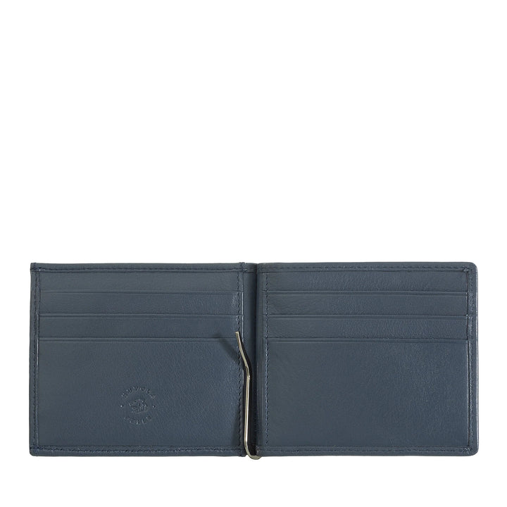 Portefeuille pour homme Nuvola Pelle avec pince à billets en cuir véritable avec porte-monnaie et poches pour cartes