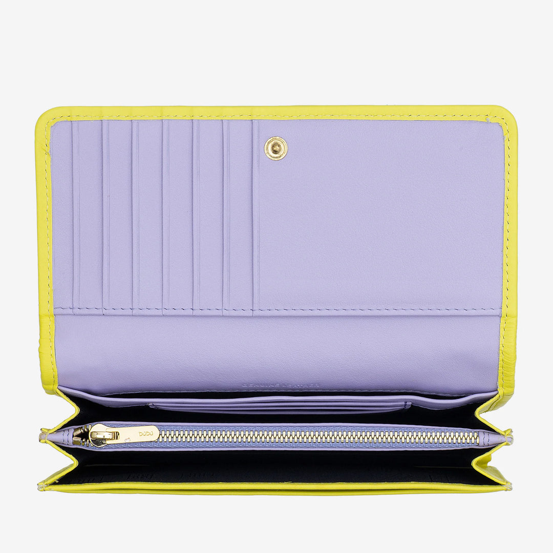 DUDU Portefeuille Tressé pour Femme en Cuir Véritable - Porte-Monnaie avec Fermeture Éclair, Porte-Cartes et Compartiments, Design Artisanal Élégant
