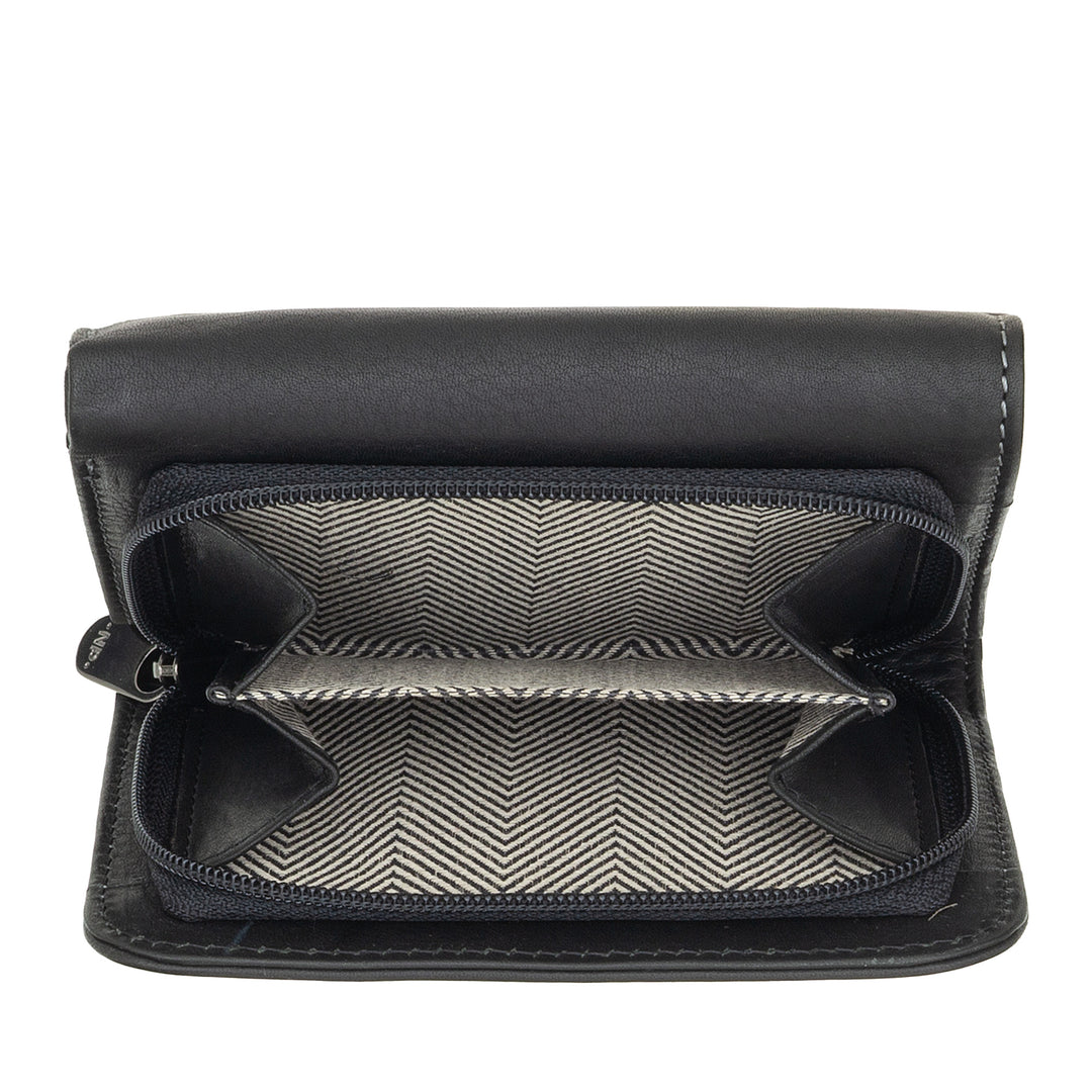 Nuvola Pelle Damen-Geldbörse aus Leder mit Reißverschluss, Münzbörse – elegante Geldbörse mit Reißverschluss, Fächer für Karten und Geldscheine, kompaktes und funktionales Design