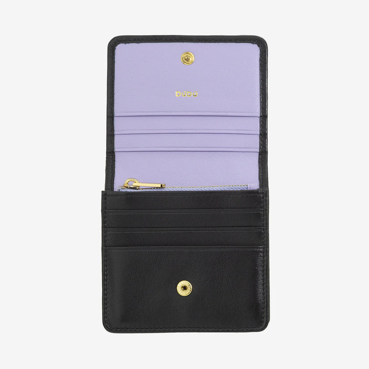 DUDU kleine damesportemonnee van geweven leer - elegant en compact met vakken voor kaarten, kaarten, bankbiljetten en munten - verfijnd ontwerp