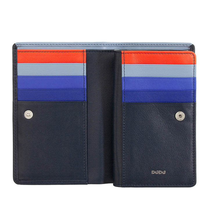 DUDU Bunte RFID-Damenbrieftasche aus mehrfarbigem Leder mit Münzfach mit Reißverschluss, Karten- und Kartenfächern