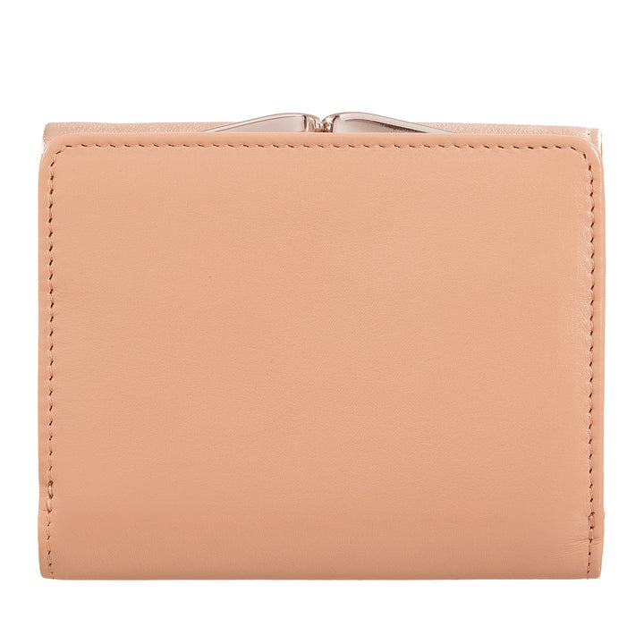 DuDu Portefeuille pour femme en cuir souple RFID, Porte-monnaie Clic Clac, Design compact, 8 poches porte-cartes