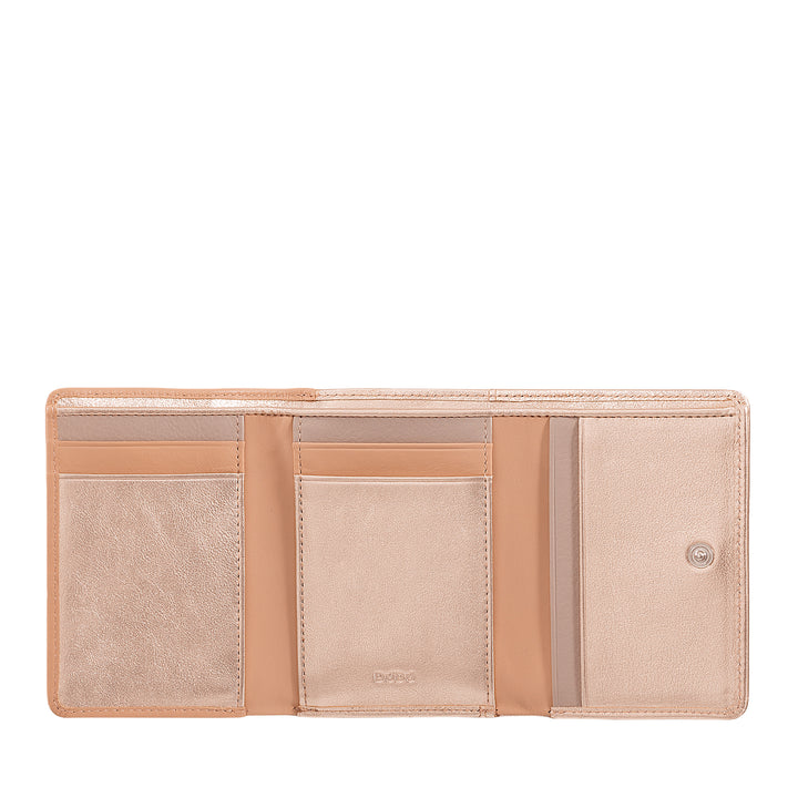 DuDu Portefeuille pour femme en cuir souple RFID, Porte-monnaie Clic Clac, Design compact, 8 poches porte-cartes