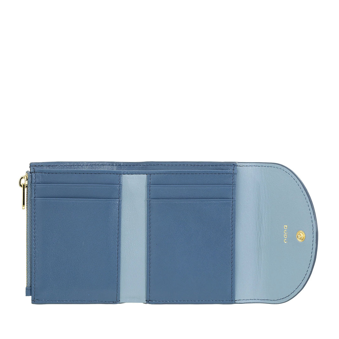 DUDU Petit portefeuille compact en cuir pour femme avec porte-cartes et porte-monnaie – Portefeuilles élégants et spacieux en cuir véritable pour femme