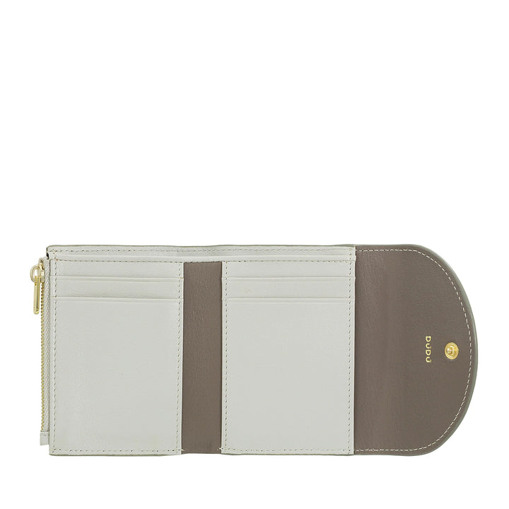 DUDU Kleine, kompakte Damen-Geldbörse aus Leder mit Kartenhalter und Münzfach – elegante und geräumige Damen-Geldbörsen aus echtem Leder