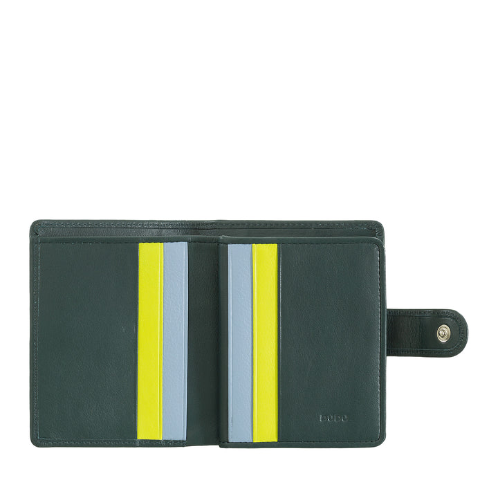 DUDU Damen-Geldbörse aus echtem Leder, kleiner RFID-Leder-Kartenhalter mit Reißverschluss, Münzgeldbörse, Banknoten, Außenverschluss