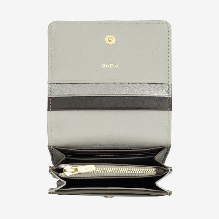 DUDU Kleine, ultrakompakte, farbenfrohe Damenbrieftasche aus Leder mit RFID-Schutz, Innenreißverschluss und 8 Kartenfächern
