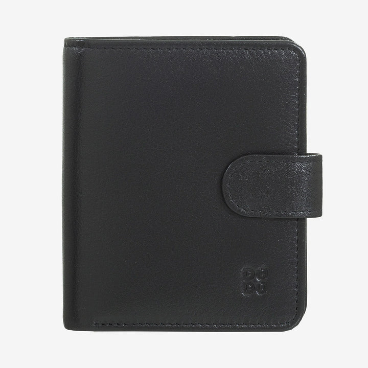 DUDU kleine lederen damesportemonnee met ritssluiting, compacte portemonnee met knoopsluiting, bankbiljethouder, kaarthouder en RFID-bescherming