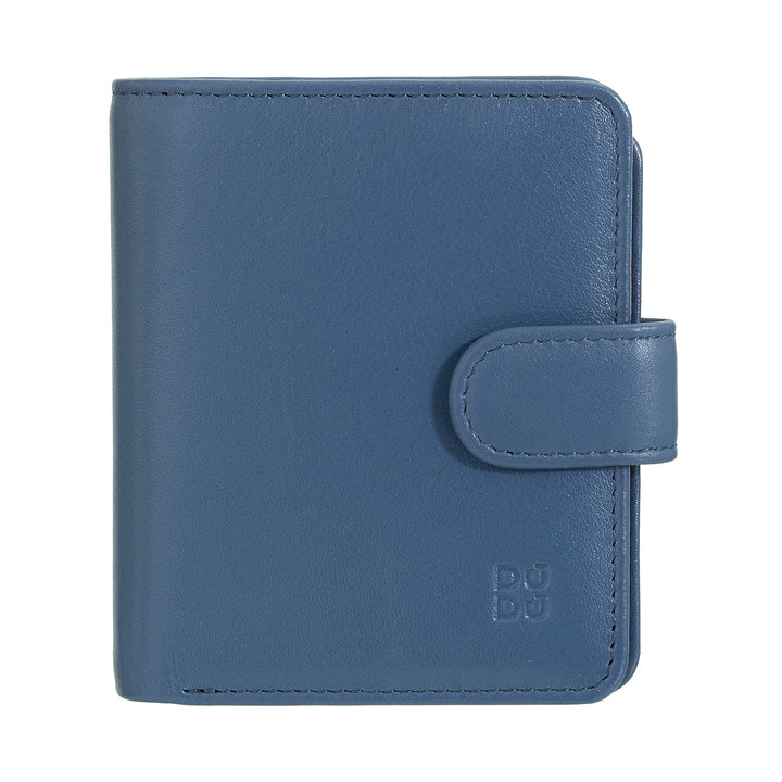 DUDU Kleine Damen-Geldbörse aus Leder mit Reißverschluss, Münzbörse, kompakte Geldbörse mit Knopfverschluss, Geldscheinhalter, Kartenhalter und RFID-Schutz