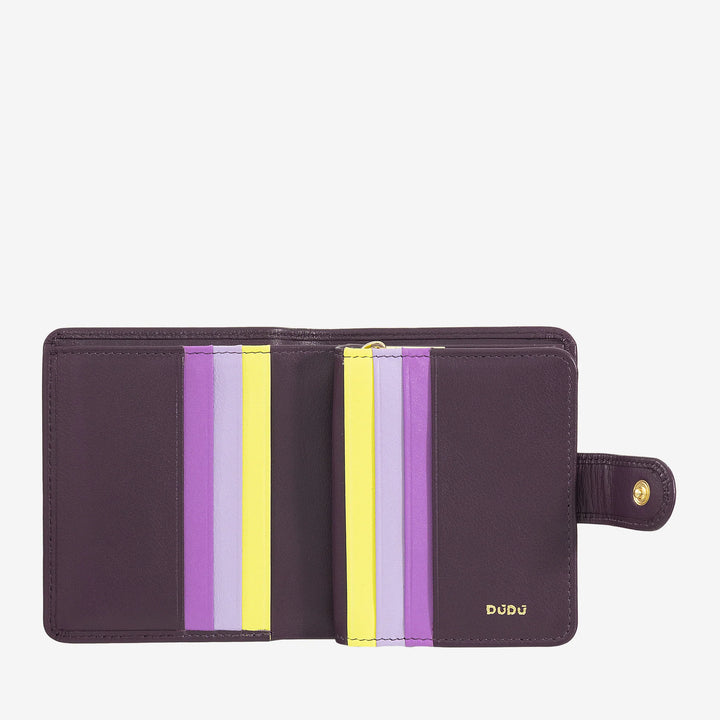 DUDU Petit Portefeuille en Cuir pour Femme avec Porte-Monnaie à Fermeture éclair, Portefeuille Compact avec Fermeture à Bouton, Porte-Billets, Porte-Cartes et Protection RFID