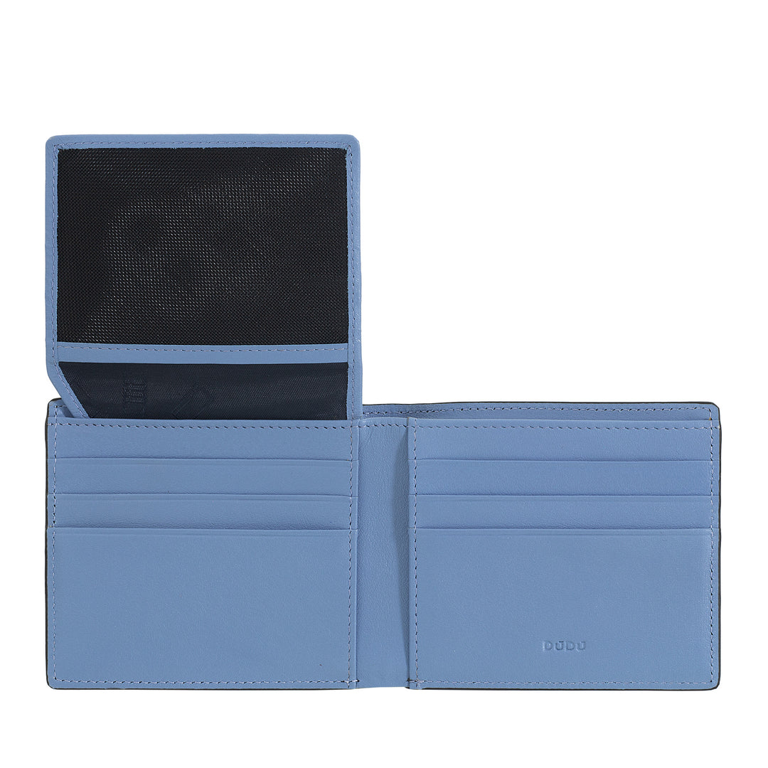 DUDU Petit Portefeuille Homme RFID en Cuir Imprimé, Portefeuilles Porte-Cartes avec Rabat Interne, Sans Porte-Monnaie, Poche avec Filet