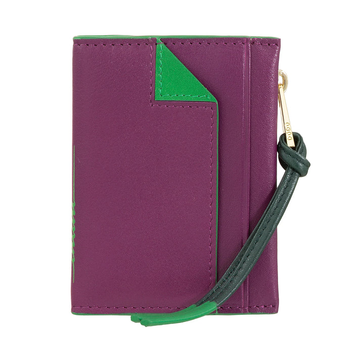 DUDU Petit Porte-Cartes en Cuir pour Femme - Porte-Cartes Compact et Fin avec Fermeture éclair pour pièces de Monnaie, Compartiments pour Cartes, Documents, Convient aux Petits Sacs