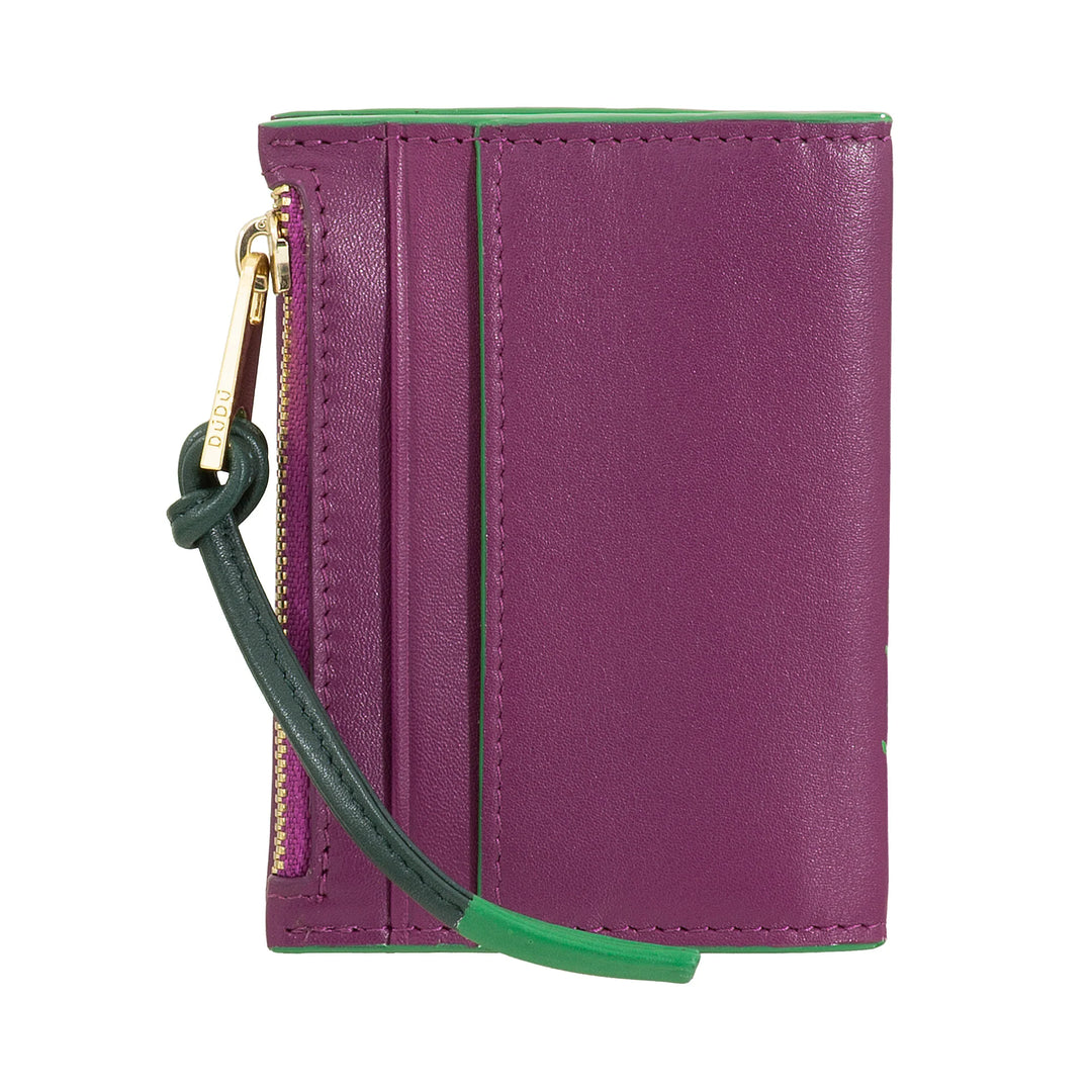 DUDU Petit Porte-Cartes en Cuir pour Femme - Porte-Cartes Compact et Fin avec Fermeture éclair pour pièces de Monnaie, Compartiments pour Cartes, Documents, Convient aux Petits Sacs