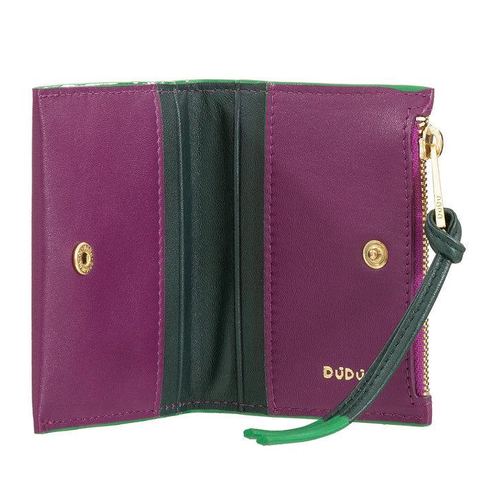 DUDU Petit Porte-Cartes en Cuir pour Femme - Porte-Cartes Compact et Fin avec Fermeture éclair pour pièces de Monnaie, Compartiments pour Cartes, Documents, Convient aux Petits Sacs