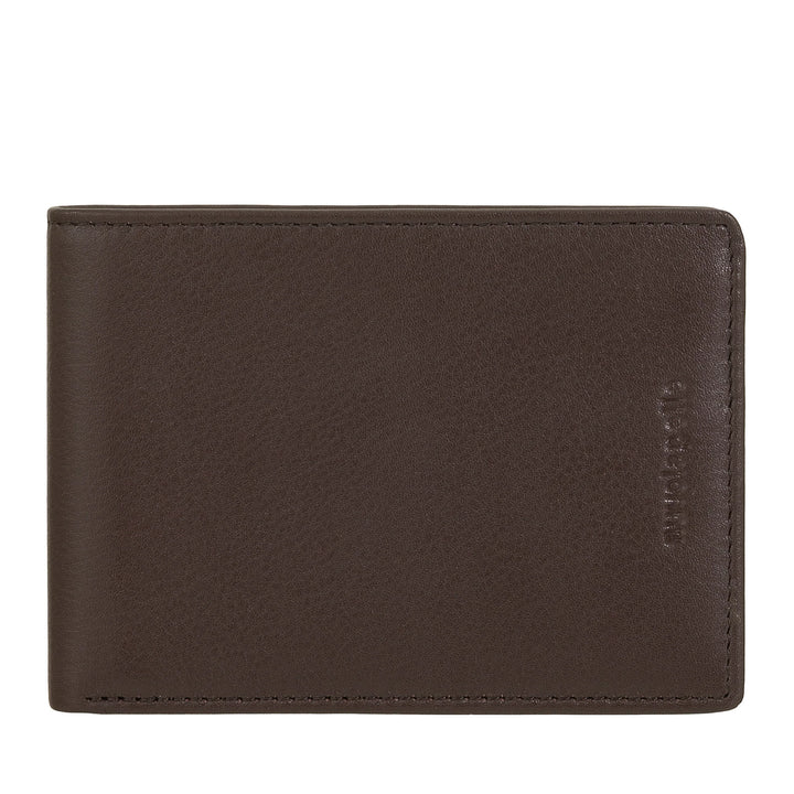 Nuvola Pelle Compact Slim Herren-Geldbörse aus echtem Leder – Geldscheinhalter und 6 Steckfächer für Karten und Dokumente
