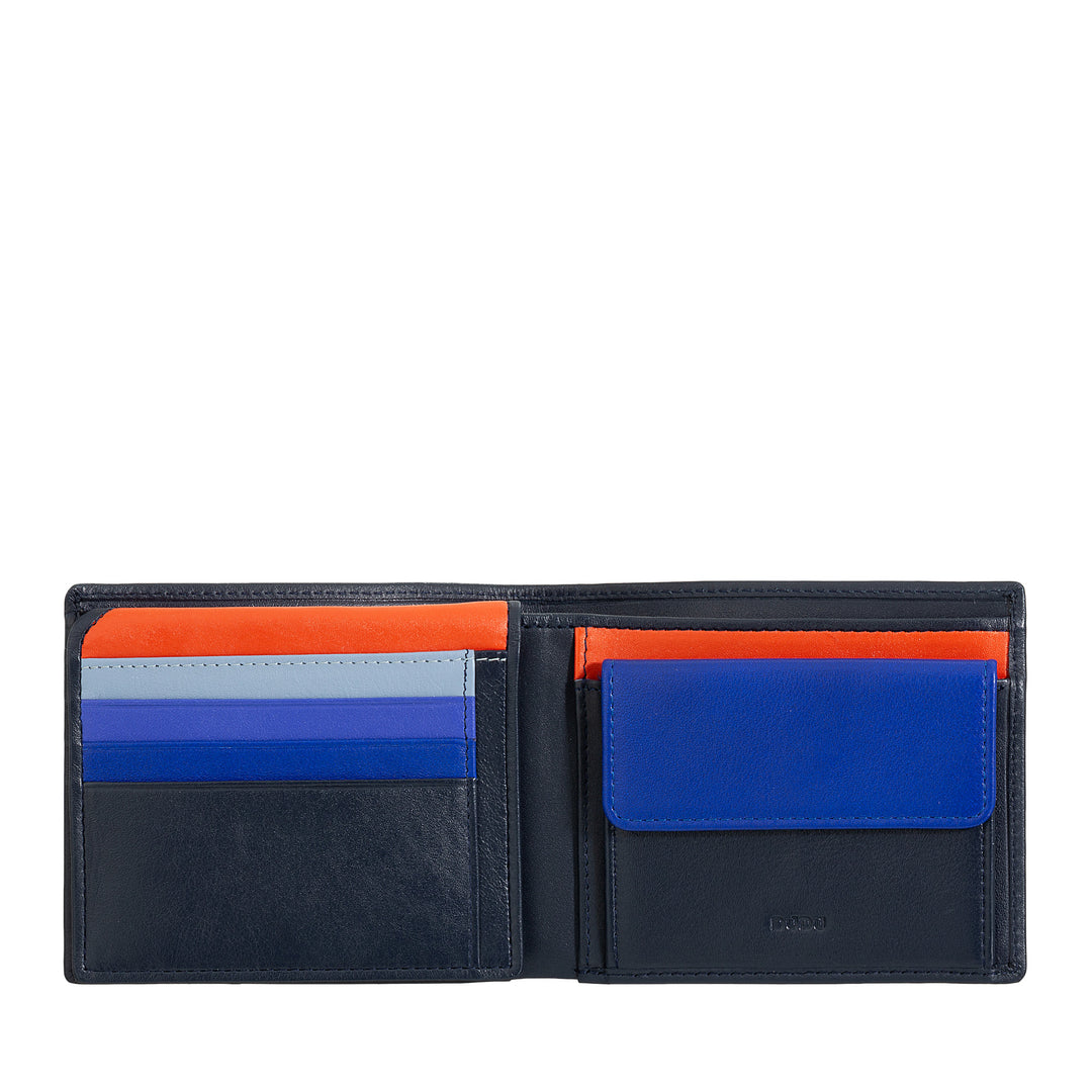 Dudu veelkleurig lederen multicolor portemonnee ondertekend RFID -man