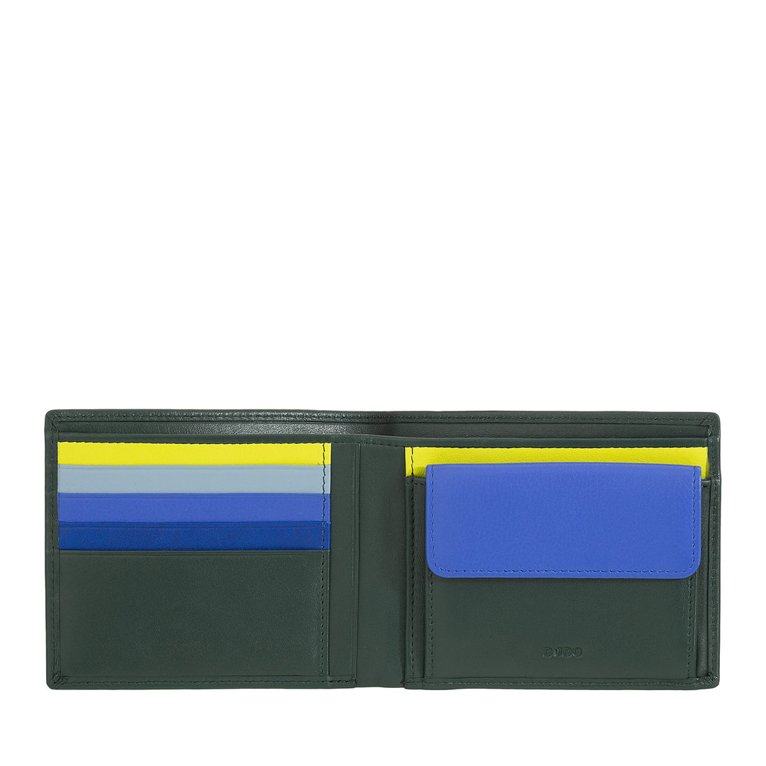 Dudu RFID Portefeuille en cuir masculin en nappa nappa coloré avec support et support de cartes
