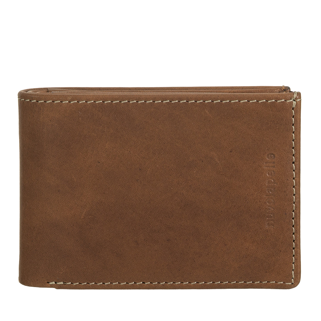 Nuvola Pelle mini-leren herenportemonnee met portemonnee - compact en elegant, voor jaszak, met kaartsleuven, transparante vensters en minimaal ontwerp