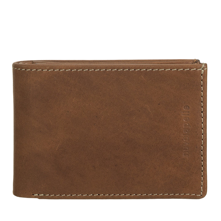 Nuvola Pelle mini-leren herenportemonnee met portemonnee - compact en elegant, voor jaszak, met kaartsleuven, transparante vensters en minimaal ontwerp