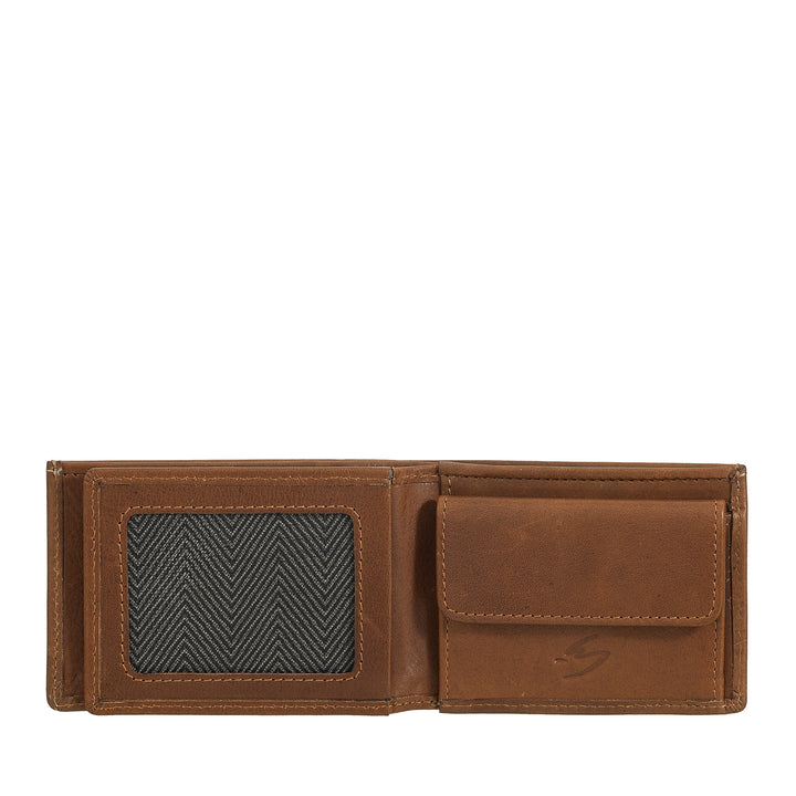 Nuvola Pelle mini-leren herenportemonnee met portemonnee - compact en elegant, voor jaszak, met kaartsleuven, transparante vensters en minimaal ontwerp