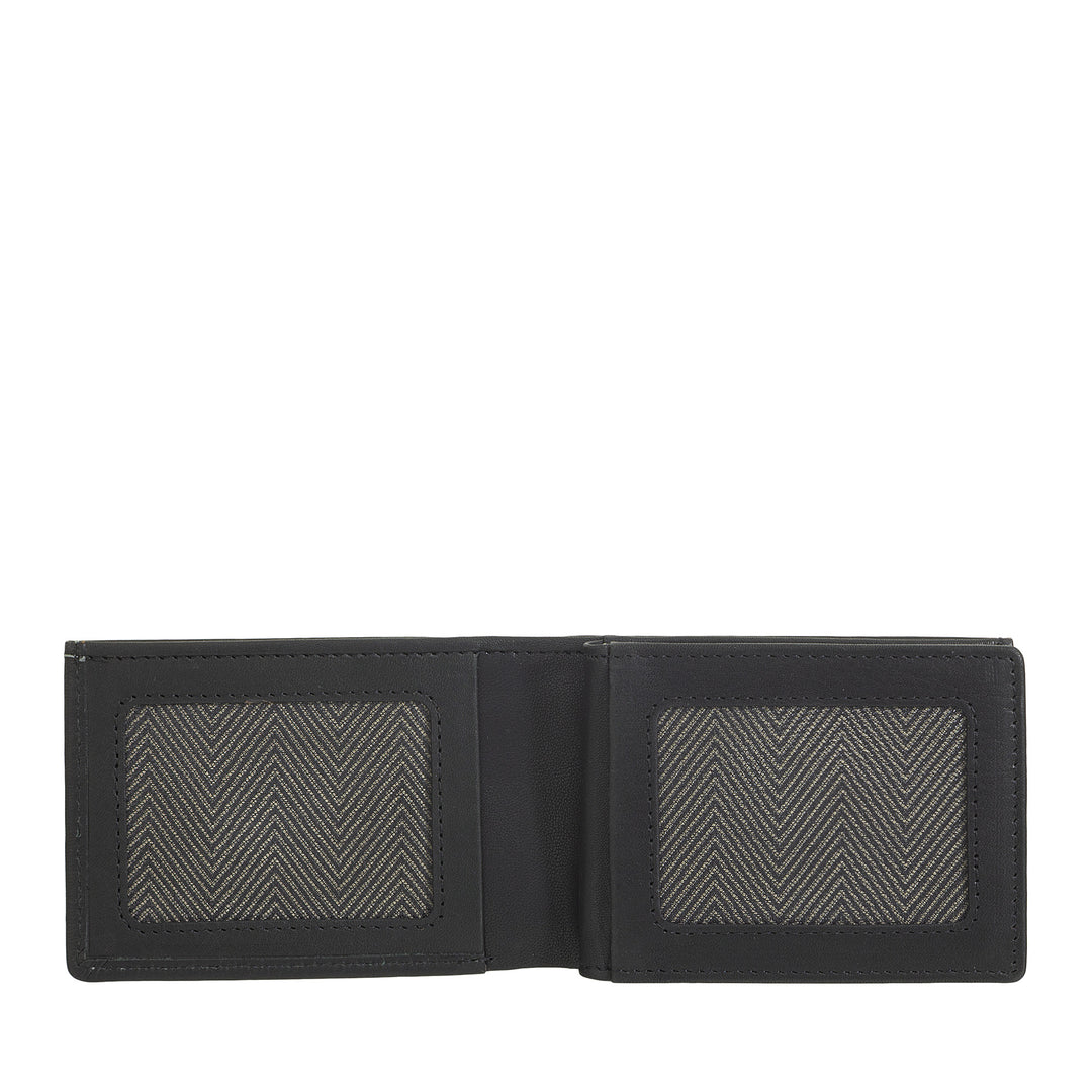 Nuvola Pelle Herren-Mini-Leder-Geldbörse mit Münzfach – kompakt und elegant, für Jackentasche, mit Kartenfächern, transparenten Fenstern und minimalistischem Design