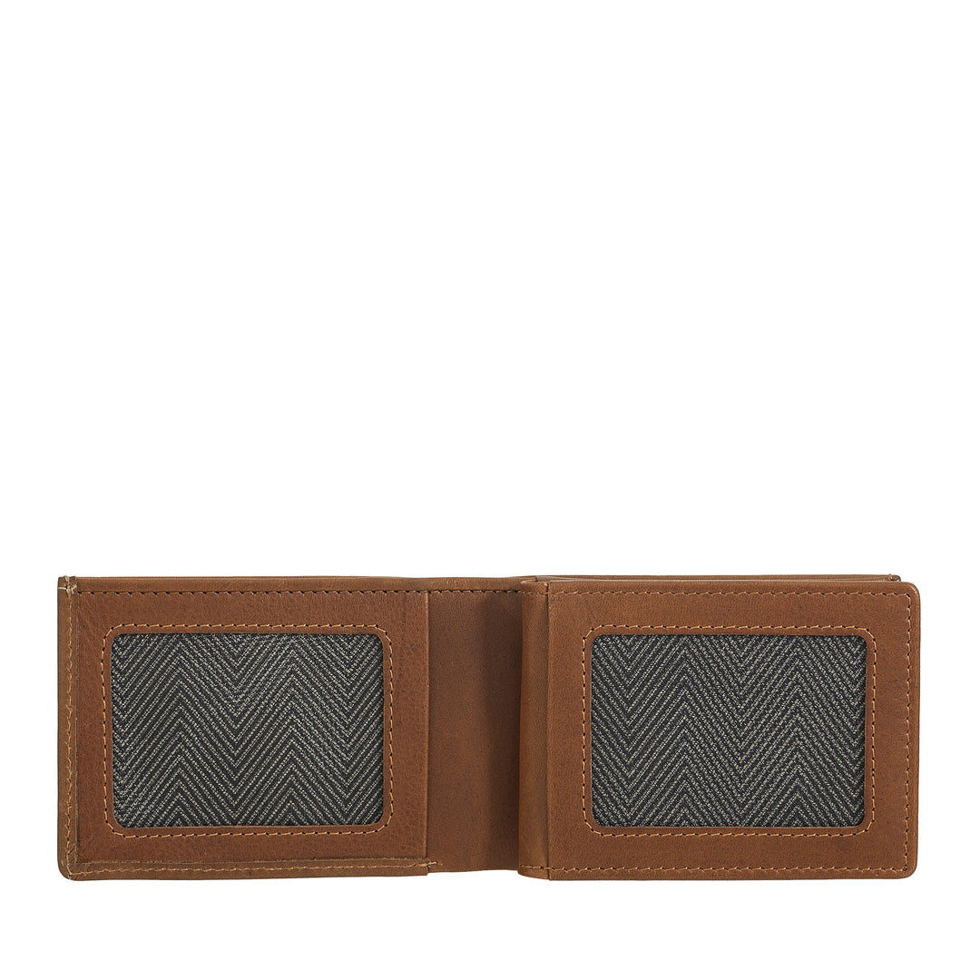 Nuvola Pelle mini-leren herenportemonnee met portemonnee - compact en elegant, voor jaszak, met kaartsleuven, transparante vensters en minimaal ontwerp