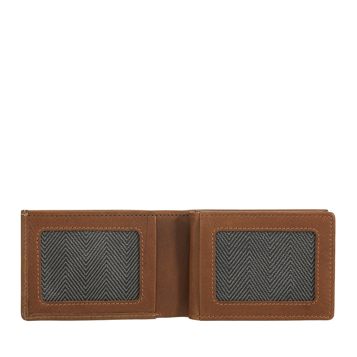 Nuvola Pelle mini-leren herenportemonnee met portemonnee - compact en elegant, voor jaszak, met kaartsleuven, transparante vensters en minimaal ontwerp