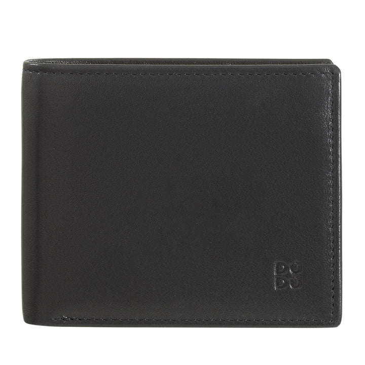 DUDU Kleine RFID-Herrenbrieftasche aus Leder mit Münzfach