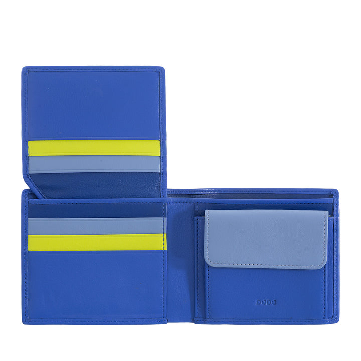 DUDU Kleine RFID-Herrenbrieftasche aus Leder mit Münzfach