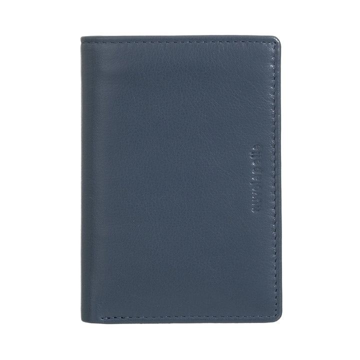 Nuvola Pelle kleine herenportemonnee van echt leer, slanke kaarthouder portemonnee met ritssluiting aan de achterkant, zak, compact, portemonnee