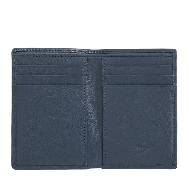 Nuvola Pelle kleine herenportemonnee van echt leer, slanke kaarthouder portemonnee met ritssluiting aan de achterkant, zak, compact, portemonnee