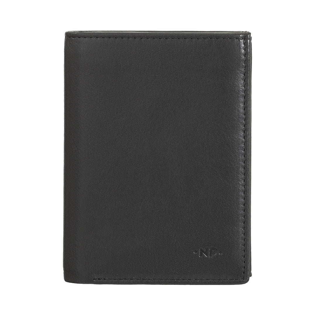 Portefeuille vertical en cuir Nappa avec porte-monnaie et porte-cartes de crédit